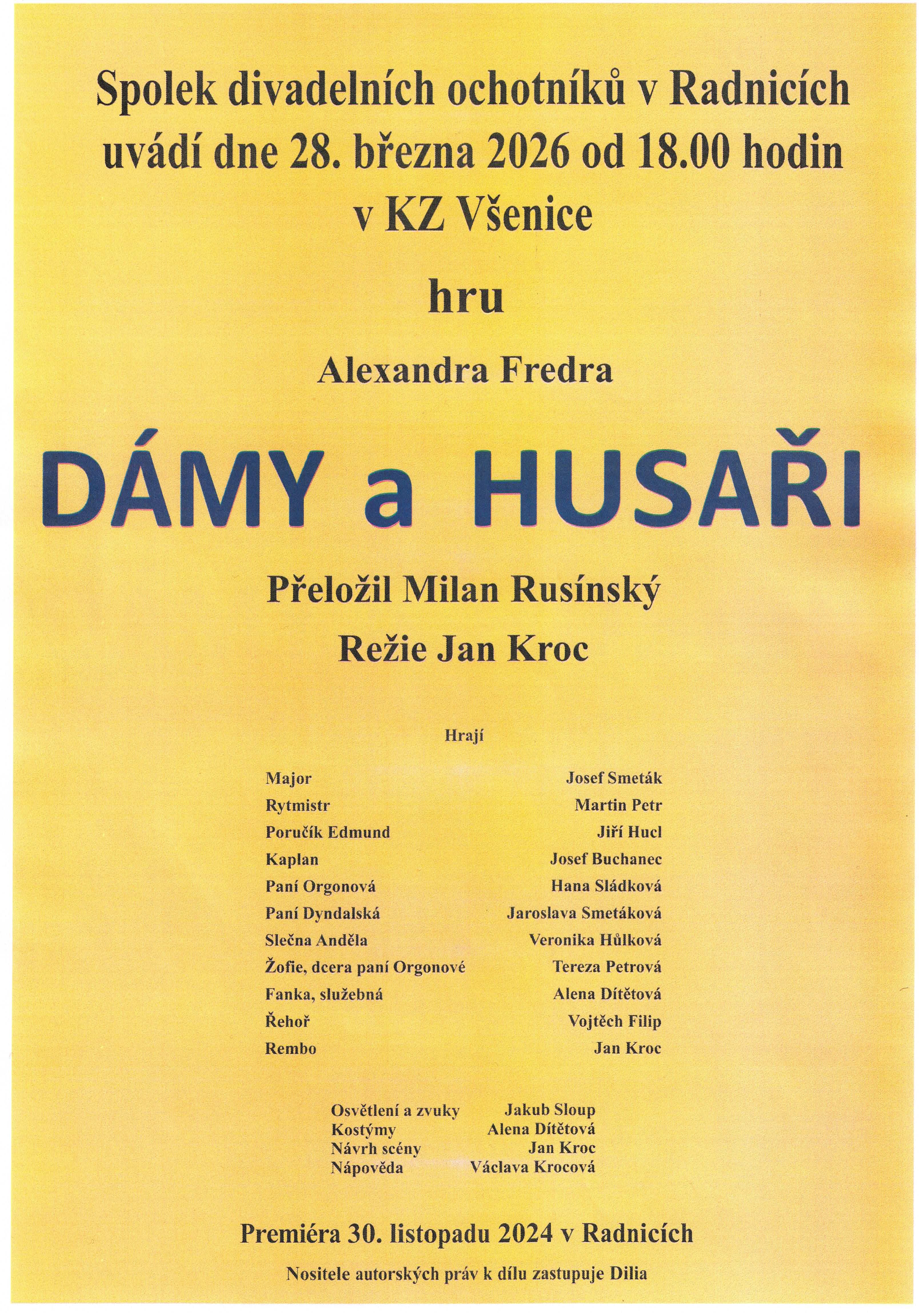 POZVÁNKA - Divadlo ve Všenicích v sobotu 28. března 2026