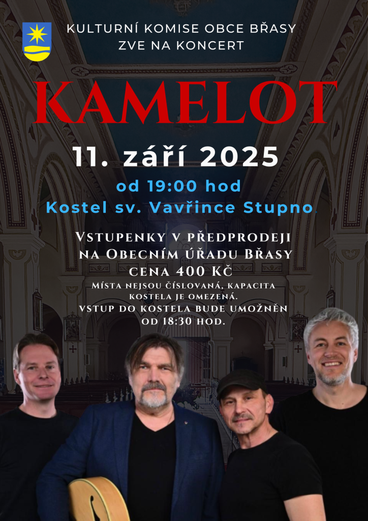 POZVÁNKA - Koncert skupiny Kamelot, 11. 9. 2025 od 19:00 ve Stupně